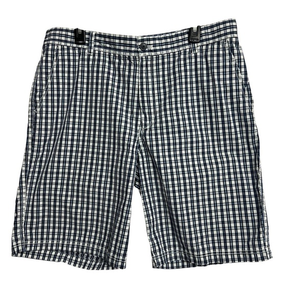 IZOD Men’s Shorts Size W38 Multi Color Plaid Pocket 10” Inseam Flat Front Cotton - Picture 1 of 6